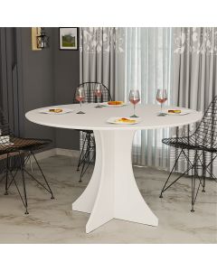 Mesa de Jantar Redonda Elisa 4 Lugares 90x90 Base em X em Mdf - Branco
