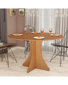 Mesa de Jantar Redonda Elisa 4 Lugares 80x80 Base em X em Mdf - Nature