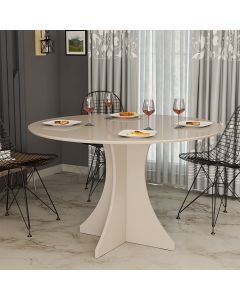 Mesa de Jantar Redonda Elisa 4 Lugares 80x80 Base em X em Mdf - Off White