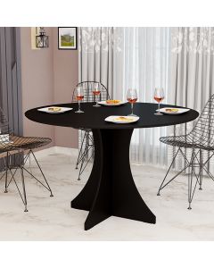 Mesa de Jantar Redonda Elisa 4 Lugares 90x90 Base em X em Mdf - Preto