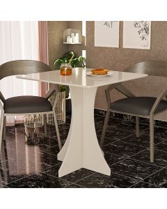 Mesa de Jantar Quadrada Lara 4 Lugares 70x70 Base em X em Mdf - Off White